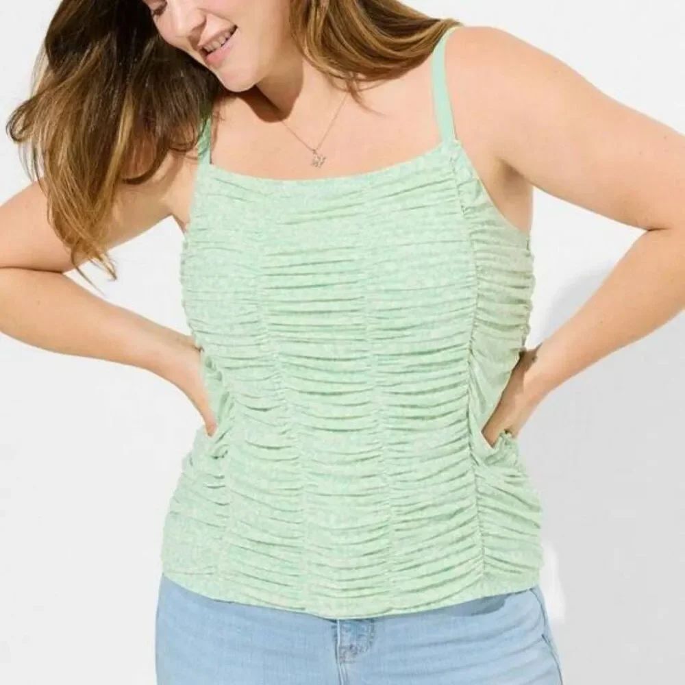 Torrid Women's Plus Size 1X 14-16 Mesh Cropped Shirred Cami Top
